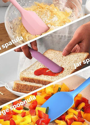 Wanbasion 5 Piece Premium Silicone Spatula Set Heat Resistant, Colorful Rubber Baking Spatula Set, Kitchen Spatula Set Dishwasher Safe for Nonstick Cookware Cooking Mixing Multicolor-6