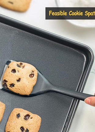 Silicone Spatula Set, 600°F Heat Resistant Silicone Spatula Turner Flipper for Cooking, Non Stick and Non Scratch Kitchen Utensils for Eggs & Fish, 2 Pack, Black