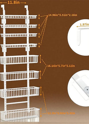 Moforoco White Over The Door Pantry Organizer, Pantry Organization and Storage, Metal Hanging Spice Rack Shelves Door, Seasoning Shelves, Laundry Room Organization, House and Kitchen Essentials