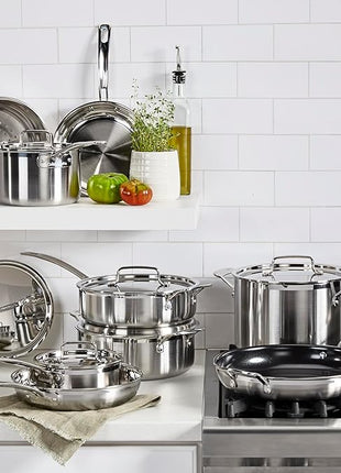 Cuisinart 15 Piece Cookware Set, MultiClad Pro Triple Ply, Silver, MCP-15N