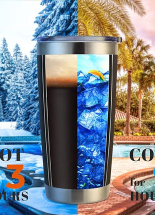 DOMICARE 20oz Stainless Steel Tumbler Bulk with Lid, Double Wall Vacuum Insulated Travel Mug, Powder Coated Coffee Cup, Powder Black, 4 Pack