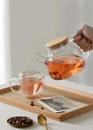 CNGLASS Double Wall Glass Cappuccino Mugs 8.1oz,Clear Insulated Glass Coffee Mug with Handle for Espresso,Latte,Tea,Set of 2