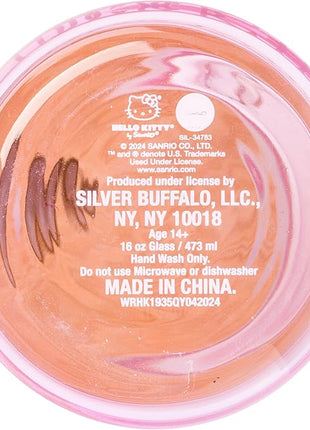 Silver Buffalo Sanrio Hello Kitty Gold 2 Pack Pink Glass Jar Tumbler with Bamboo Lid and Glass Straw, 16 Ounces