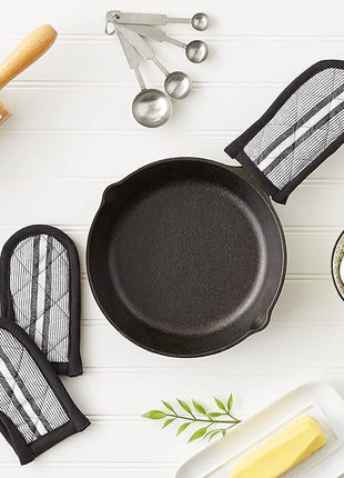 DII Double Strip Chef Kitchen Cooking & Baking Collection, Pan Handle Set, 6x3, Black, 3 Piece