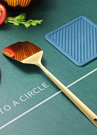 Berglander Gold Spatulas, Solid Turner Titanium Gold Plating, Barbecue Metal Spatulas Turner For Cooking, Kitchen, Dishwasher Safe, Easy to Clean