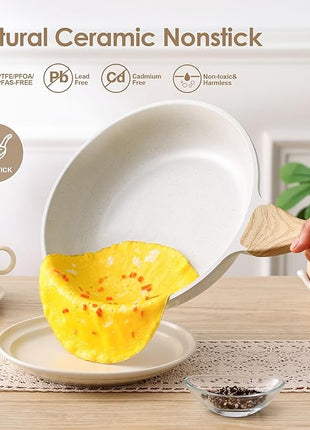 SENSARTE Nonstick Ceramic Frying Pan Skillet, 12.5 Inch Omelet Pan, Healthy Non Toxic Chef Pan, Induction Compatible Egg Pan with Heat Resistant Handle, PFAS-Free, White