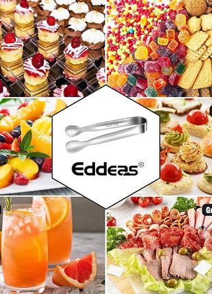 Mini Tongs For Serving Food，Set fo 12 Small Tongs For Appetizers，Small Stainless Steel Metal Cooking Tong，for Tea Party Coffee Bar, 4 inch Sugar Tong - Silver