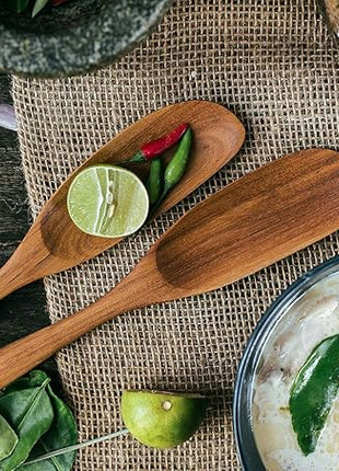 FAAY Jar Spoon, 12" Mixed Bowl Wooden Spoons for Cooking, Handmade Teak Wooden Spoon, Healthy Utensils, Suitable for Right Hand.