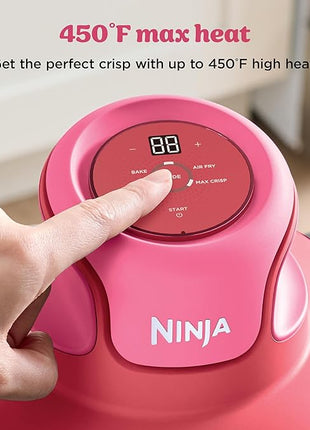 Ninja | Air Fryer | Crispi 4-in-1 Portable Cooking System | 4QT & 6 Cup Glass Containers, Crisper Plates & Storage Lids Included | Microwave, Freezer & Dishwasher Safe | Cherry Crush | FN101DR