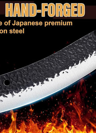 Golden Bird Butcher Knife Set - 4pcs Hand Forged Meat Cleaver Knife & Serbian Chef Knives & Sharp Viking Knives for Meat Cutting, Camping, BBQ, Christmas Gifts for Men Women