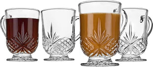 Godinger Coffee Mugs, Tea or Hot Water Glass Cups - Dublin Collection, Set of 4, 10 fluid ounces