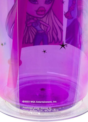 Silver Buffalo Bratz Grid Featuring Cloe, Yasmin, Jade, and Sasha Plastic Tall Cold Cup with Lid and Straw, 20 Ounces