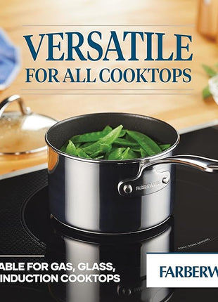 Farberware Millennium Stainless Steel Nonstick Cookware Set, 10-Piece Pot and Pan Set, Stainless Steel