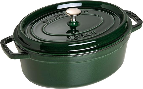staub La Cocotte Oval 40509-363 Pico Cocotte Oval Basil Green, 11.4 inches (29 cm), Large, Both Handed Castings, Enameled Pot, Induction Compatible, Japanese Authentic Product