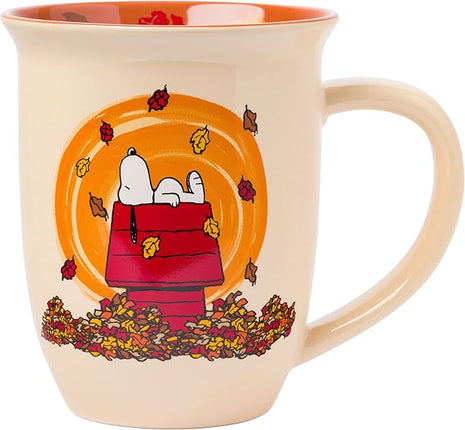 Silver Buffalo Peanuts Snoopy Leaves are Falling, Autumn is Calling Wide Rim Ceramic Mug, 16 Ounces