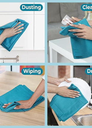 Urban Villa Kitchen Towels Premium Quality 100% Cotton Solid Kitchen Towels Set of 6 Ultra Soft Size 20X30 Inches Teal Color Kitchen Towel Highly Absorbent KitchenTowels