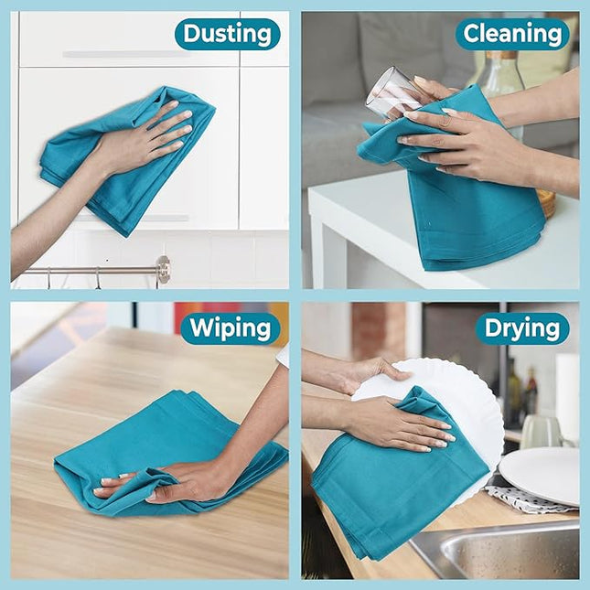 Urban Villa Kitchen Towels Premium Quality 100% Cotton Solid Kitchen Towels Set of 6 Ultra Soft Size 20X30 Inches Teal Color Kitchen Towel Highly Absorbent KitchenTowels