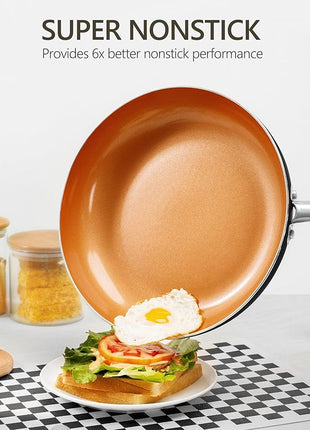 MICHELANGELO Large Frying Pan with Lid, 14 Inch Ceramic Skillet with Nonstick Coating, Healthy Non Stick Fry Pan, Induction Compatible