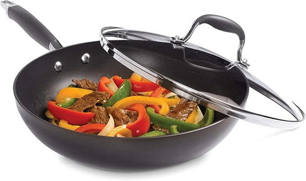 Anolon Advanced Hard Anodized Nonstick Frying Pan/ Fry Saute All Purpose Pan with Lid - 12 Inch, Gray
