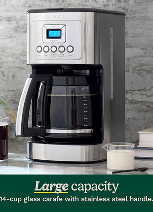 Cuisinart 14-Cup Coffee Maker, Programmable PerfecTemp Glass Carafe Coffee Machine with 1-4 Cup Setting, Brew Strength Control and Brew Pause, Stainless Steel, DCC-3200NAS
