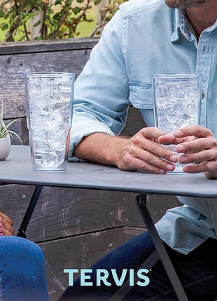 Tervis Clear & Colorful Tabletop Made in USA Double Walled Insulated Tumbler Travel Cup Keeps Drinks Cold & Hot, 24oz, Quartz