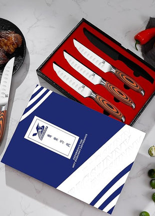 MSY BIGSUNNY Steak Knife Set, 4-Piece, German Steel 5-Inch Blade, High-end Ergonomic Handle Steakhouse Knife Set (Steak Knife Set 5")