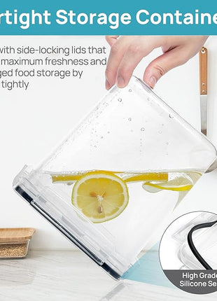 Vtopmart 10 PCS Flour and Sugar Storage Container, Large Airtight Food Canisters with Lids for Kitchen, Pantry Organization, BPA Free, Black