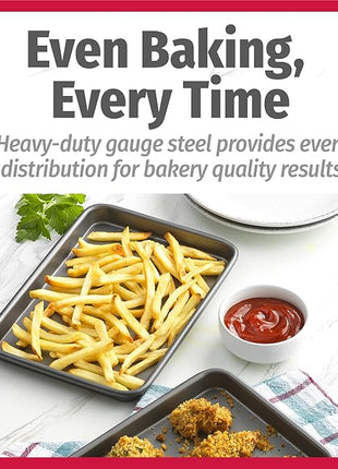 GoodCook Set of 2 Nonstick Steel 9" x 6.2" Toaster Oven Mini Baking Sheets with Racks, Gray