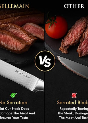 Bellemain Premium Steak Knives Set of 8, Kitchen Knife Sets with Steel Blades for Precise Cutting, Lightweight Steak Knife Set Stainless Steel & Durable, Serrated Steak Knives Dishwasher Safe