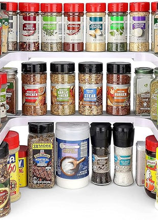 Spicy Shelf with 20 Jars of Spices inclded - Expandable Spice Rack and Stackable Cabinet & Pantry Organizer - Cabinet Spice Racks for inside Cabinets