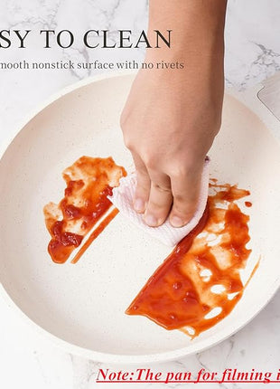 Induction Ceramic Nonstick Frying Pan,Light Weight Skillet,Healthy Non Toxic Omelet Pan,All Stoves Compatible Egg Pan (white, 8inch)