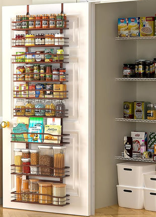 Moforoco Bronze 9-Tier Over The Door Pantry Organizer, Pantry Organization And Storage, Metal Hanging Spice Rack Shelves Door, Home & Kitchen Essentials, Laundry Room Bathroom Organization