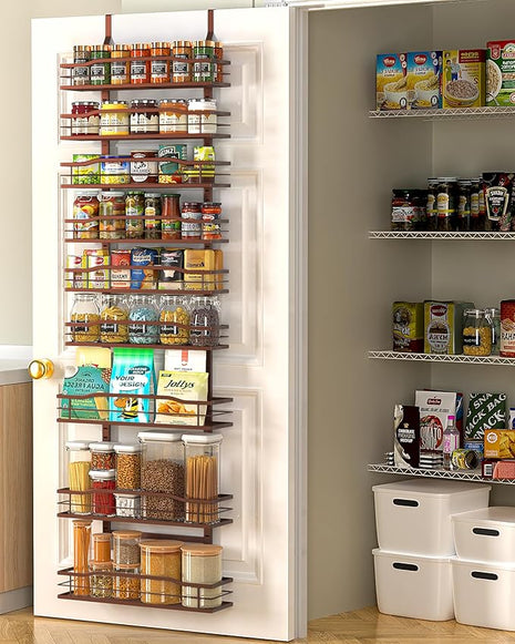 Moforoco Bronze 9-Tier Over The Door Pantry Organizer, Pantry Organization And Storage, Metal Hanging Spice Rack Shelves Door, Home & Kitchen Essentials, Laundry Room Bathroom Organization