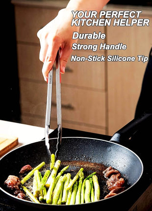 Anaeat Premium Sturdy Barbecue Tongs for Kitchen Grill & BBQ - 7,9,12 Inch Non-Slip Stainless Steel Locking Tongs Heat Resistant for Grilling, Cooking, Turning and Barbecue