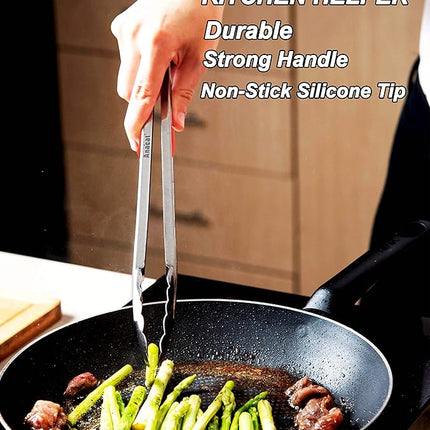 Anaeat Premium Sturdy Barbecue Tongs for Kitchen Grill & BBQ - 7,9,12 Inch Non-Slip Stainless Steel Locking Tongs Heat Resistant for Grilling, Cooking, Turning and Barbecue
