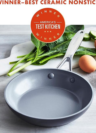GreenPan Valencia Pro Hard Anodized Healthy Ceramic Nonstick 8" Frying Pan Skillet, PFAS-Free Cookware, Stainless Steel Handle, Induction Suitable, Dishwasher Safe, Oven Safe, Gray