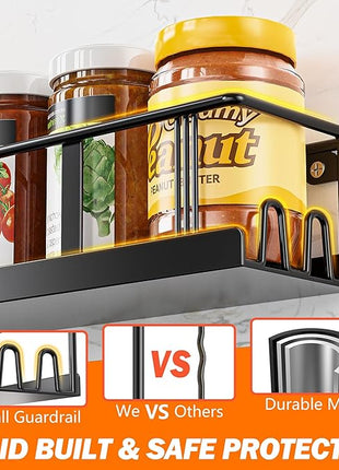 Spice Rack Wall Mounted 2 Pack, Space-Saving Spice Organizer for Spice Jars and Seasonings,Screw or Adhesive Hanging Spice Rack Organizer for Your Kitchen Cabinet,or Pantry Door