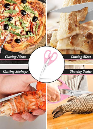 Gifts for Women, Mom, Wife, Her - Couple, Happy Birthday, Wedding Gifts, Christmas Day, Housewarming Gifts, iBayam Kitchen Scissors Heavy Duty Meat Poultry Shears Dishwasher Safe, Pink Stuff