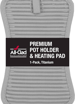 All-Clad Premium Pot Holder & Hot Pad: Heat Resistant to 500 Degrees - 100% Cotton, 10"x6.25" Hot Pad for Kitchen and Barbeque, (1-Pack), Titanium