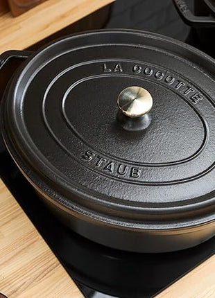 Staub La Cocotte Oval 40500-231 Staub Pico Cocotte Oval Black 9.1 inches (23 cm) Both Handed Casting, Enameled Pot, Induction Compatible