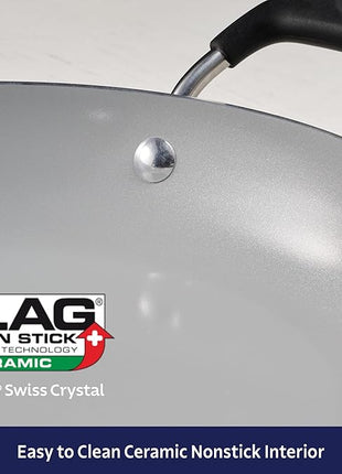 Tramontina Ceramic Non Stick 11-Piece Nesting Pots and Pans Set with Lids - Stackable Nonstick Cookware Set, Dishwasher and Oven Safe, Dark Gray