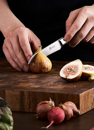 KYOKU 4.5 Inch Paring Knife - Daimyo Series - Fruit Knife with Ergonomic Rosewood Handle, and Mosaic Pin - Japanese 440C Stainless Steel Kitchen Knife with Sheath & Case