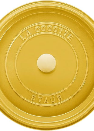 Staub Cast Iron Round Cocotte, Dutch Oven, 5.5-quart, serves 5-6, Made in France, Citron