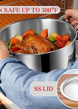 Vinod Classic Deluxe Stainless Steel Cookware Combo Set of 4 Pcs/Saucepan, Saucepot, Kadai and Frypan/Deep Kadhai for Cooking/Heavy Induction Bottom