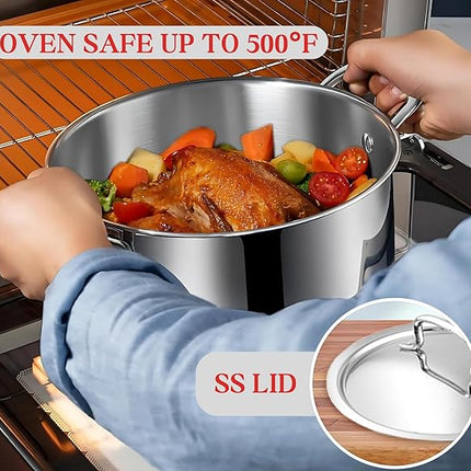 Vinod Classic Deluxe Stainless Steel Cookware Combo Set of 4 Pcs/Saucepan, Saucepot, Kadai and Frypan/Deep Kadhai for Cooking/Heavy Induction Bottom