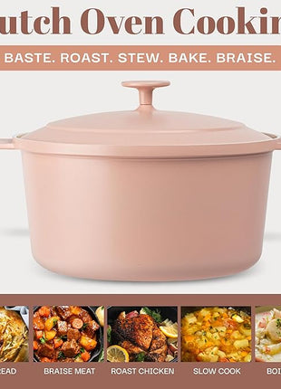 Gotham Steel 5 Qt Lightweight Ceramic Dutch Oven Pot with Lid, Nonstick Sourdough Dutch Oven for Bread Baking, 10 in 1 Stock Pot Ovens for Pasta, Spaghetti, Bread and More, Pots for Cooking