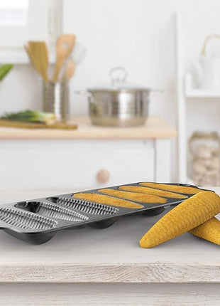 Cast Iron Cornbread Pan-Pre-Seasoned Bakeware with 7 Corncob Sticks-Compatible with Oven, Stovetop, Induction, Grill, and Campfires by Classic Cuisine,