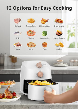 COMFEE' Compact 2.1 Quart Air Fryer with 12 Menu Options, Adjustable Timer & Temperature Control 180-400 degrees F, Dishwasher-Safe Nonstick Fry Basket