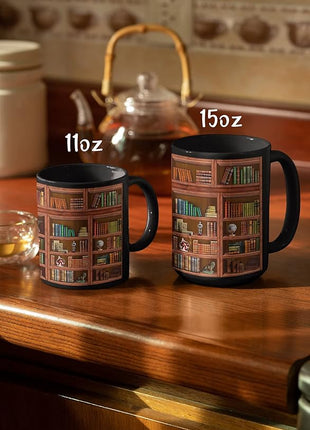 2IMT Book Mug Librarian Gifts for Book Lovers Women - Library Coffee Mug Books Club Gifts for Women - Reading Bookish Items Bookworm Librarian Lovers for Readers Writer Black 11oz