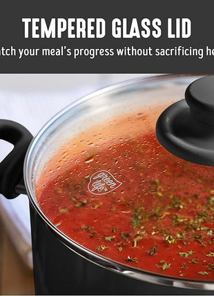 GreenLife 16 Piece Nonstick Cookware Set, Soft Grip Non-Toxic PFAS-Free Ceramic Pots & Pans, Dishwasher & Oven Safe, Frying, Sauce, Utensils, Glass Lids, Stay-Cool Handles, Wobble Free, Black & Cream